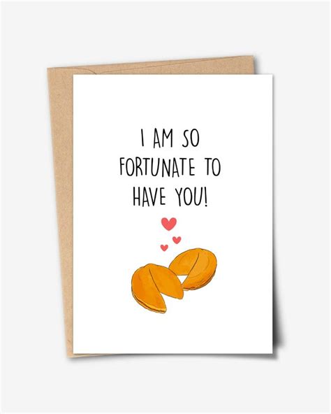 Printable Card I Am So Fortunate To Have You Fortune Cookie Etsy In