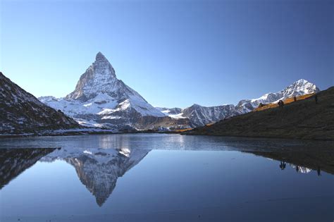 Mountains Water Clear Sky Peaceful Snow Landscape Matterhorn Wallpaper