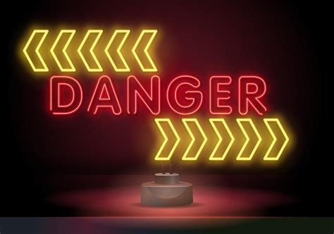 Premium Vector Danger Red Neon Text And Triangle Sign With