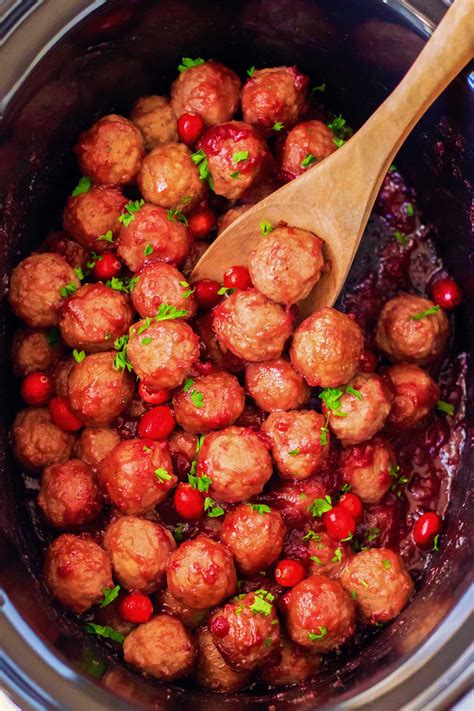 Slow Cooker Cranberry Mustard Meatballs Homemade Hooplah