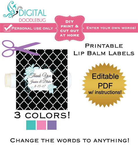 Black Quatrefoil Printable Lip Balm Labels Editable Pdf