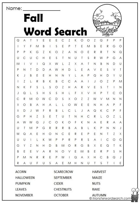 Printable Fall Word Searches