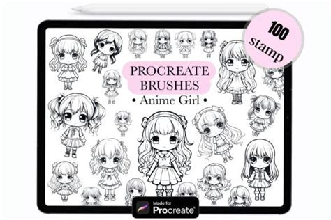 Anime Girl Procreate Stamp Brushes Graphic By Dreanartdesign · Creative