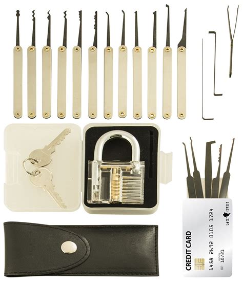 But some locks on internal doors can be opened jimmying a credit card between the lock the door. 20-Piece Lock Pick Set with Transparent Padlock and Credit Card Lock Picking Tool Kit by ...