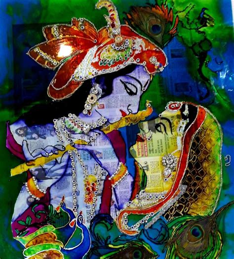 A Glass Painting Of Radha Krishna Glass Painting Painting Mystery Art