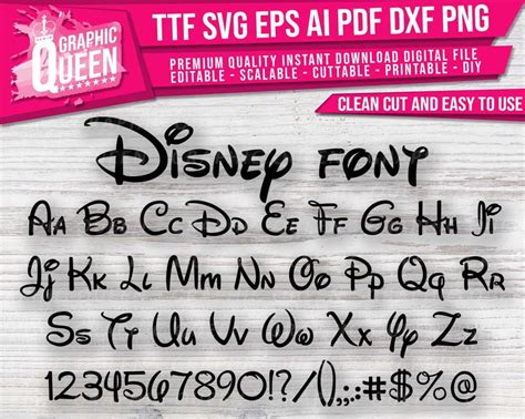 Disney Font Svg Disney Ttf Alphabet Installable In Pc And Etsy
