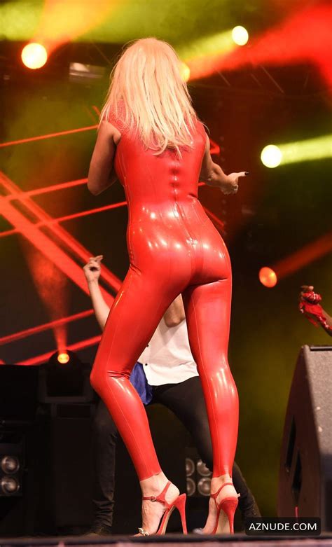 Sarah Harding Sexy Performing At Manchester Pride In Red Latex AZNude