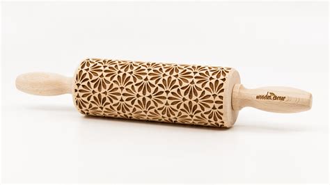 No R257 Little Flowers Pattern Rolling Pin Engraved Rolling