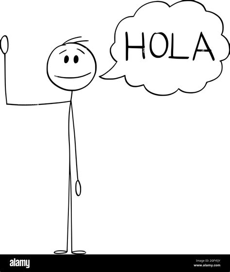 Person Or Man Waving His Hand And Saying Greeting Hola In Spanish
