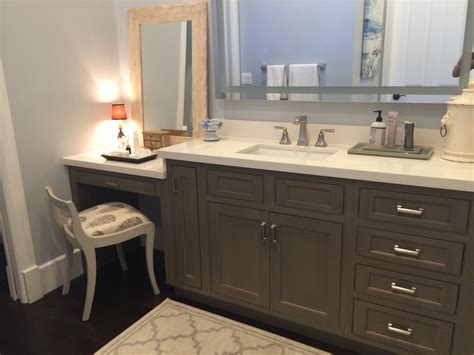 Fill in any imperfections with wood putty. Gray Painted Bathroom vanity - Waterview Kitchens