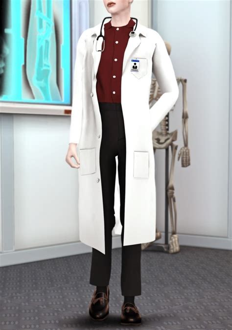 Dr Mika White Lab Coat With Stethoscope At Minzza The Sims 4 Catalog