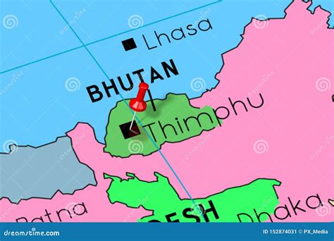 Thimphu City Kingdom Of Bhutan Map Vector Illustration Scribble Sketch