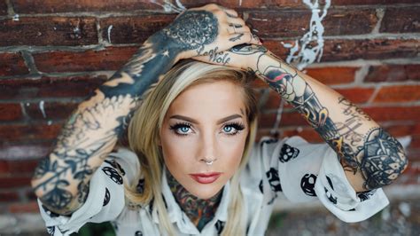 sexy tattooed pierced blue eyed long haired blonde girl wallpaper 4183 1920x1080 1080p