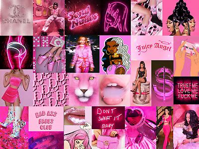 Download pink wallpapers hd, beautiful and cool high quality background images collection for your device. Printed Wall Collage Kit PINK BADDIE Neon&Glitter (59 ...