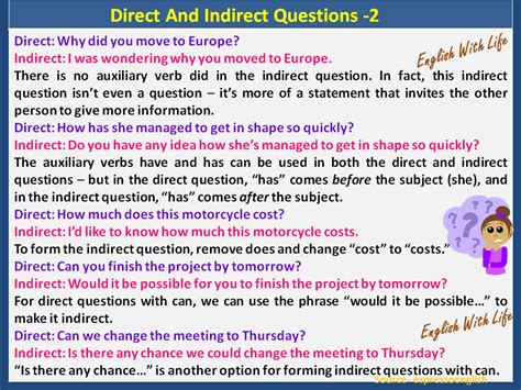 Direct And Indirect Questions Vocabulary Home
