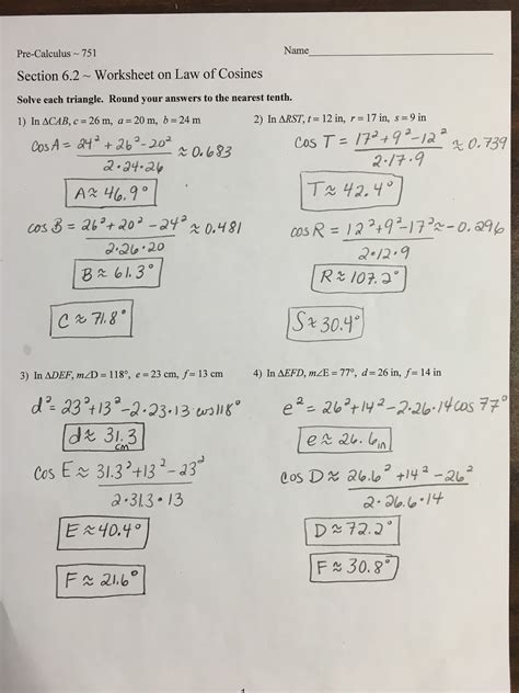 Precalculus worksheets can help a student become prepared for standardized tests, such as the calculus i exam. Trigonometry The Law Of Sines Worksheet Answer Key | Free ...