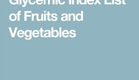 fruit and vegetable glycemic index chart