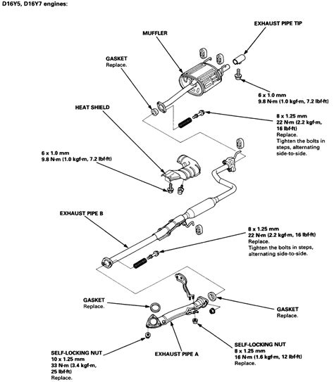 2001 Honda Civic Exhaust System Diagram