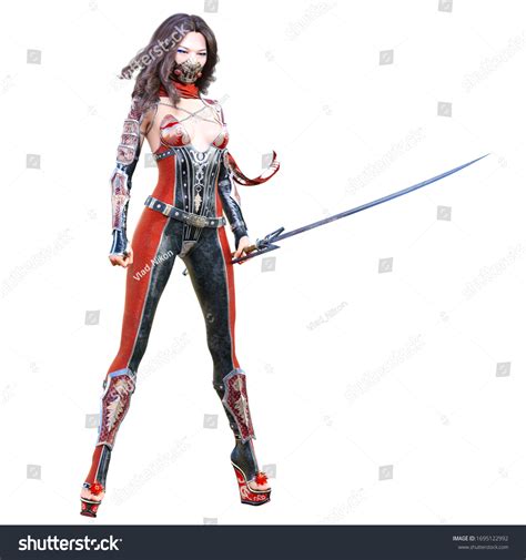 3d Sexy Japanese Assassin Woman Mask Stock Illustration 1695122992 Shutterstock