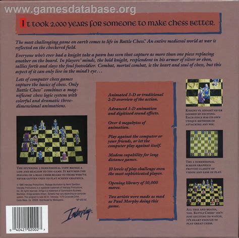 Battle Chess Commodore 64 Artwork Box Back
