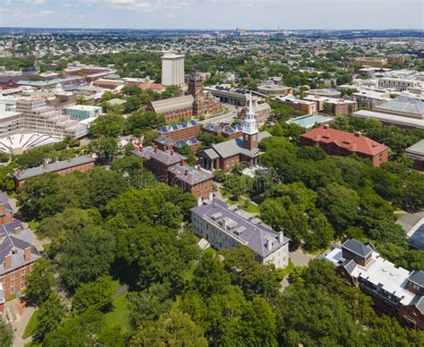 Harvard University Aerial View Cambridge Massachusetts Usa Stock