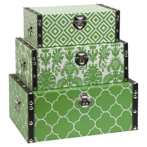 3 Piece Hadley Storage Box Set In Green Decorative Boxes Storage