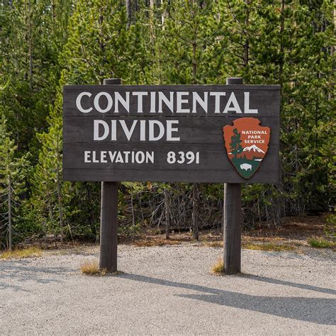 Continental Divide Sign In Yellowstone National Park Wy