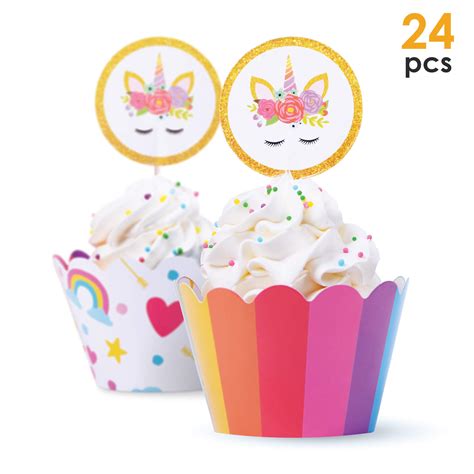 Buy Get Fresh Rainbow Unicorn Cupcake Toppers 24 Pcs Unicorn Birthday