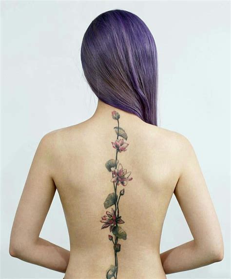 40 Spine Tattoo Ideas For Women Cuded Flower Spine Tattoos Lotus Tattoo Design Tattoos
