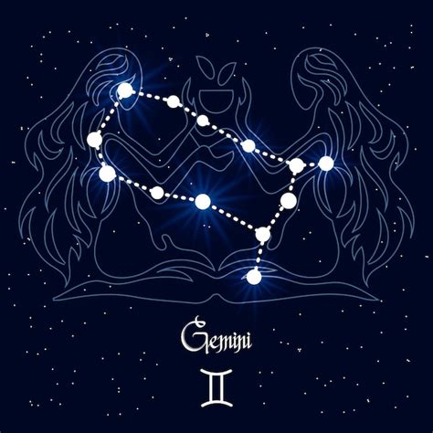 Premium Vector Gemini Constellation And Zodiac Sign On The