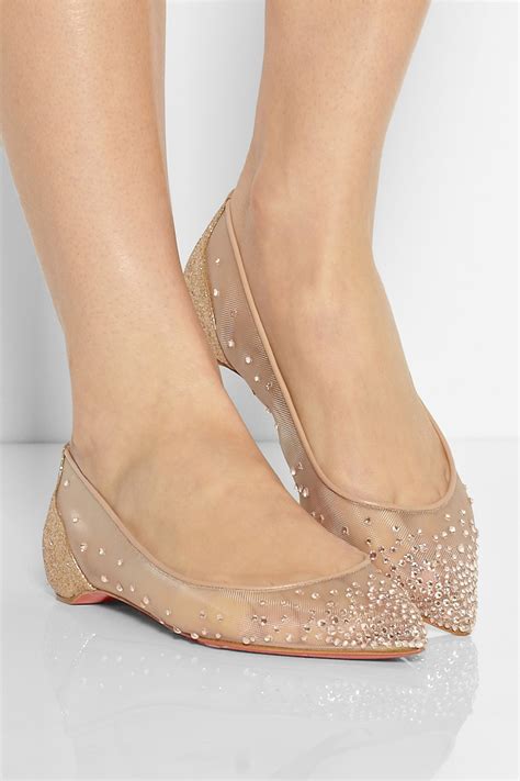 Lyst Christian Louboutin Body Strass Embellished Mesh Point Toe Flats