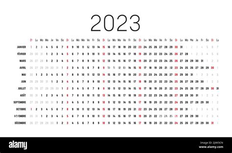 Grille De Calendrier Français2023 Banque De Photographies Et Dimages à