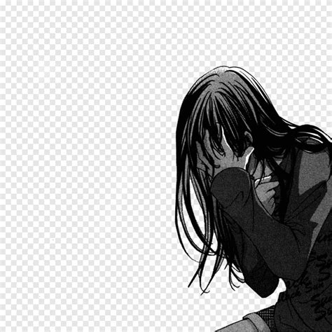 Ilustración de una mujer sosteniendo su rostro anime tristeza dibujando arte manga chico manga
