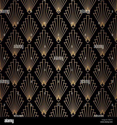 Art Deco Pattern Seamless Black And Gold Background Stock Vector Image