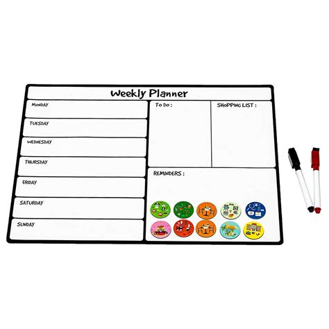 Magnetic Dry Erase Calendar Weekly Planner With 2 Magnetic Markers And