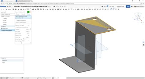 Convert Simple Imported Sheet Metal Model Into Onshape Doc Onshape