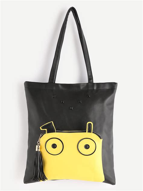 Cute Pocket Front Tote Bag With Tassel Sheinsheinside