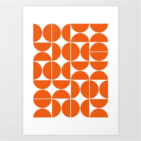 Mid Century Modern Geometric 04 Orange Art Print Mini By