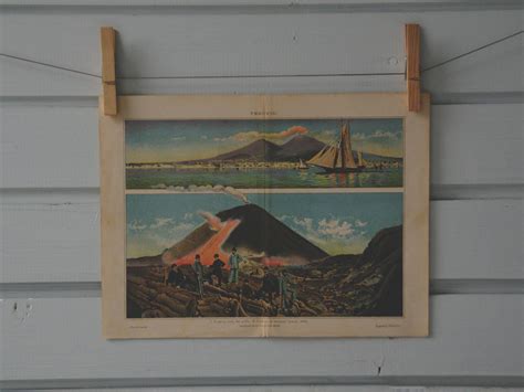 1924 Vintage Mount Vesuvius And Naples Chromolithograph Illustration