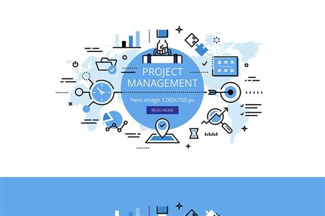 Project Management Hero Banner Set Custom Designed Web Elements