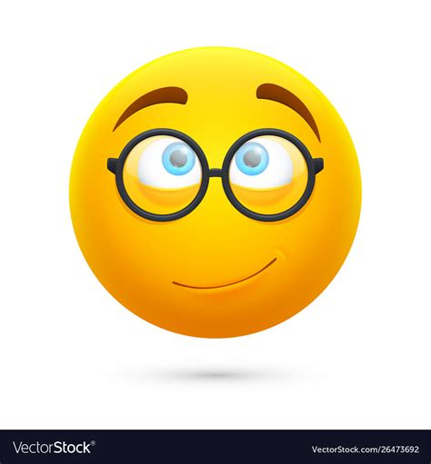 Cartoon Yellow 3d Smiley Face Cute Geek Royalty Free Vector