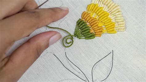 Simple Hand Embroidery Flower Design For Beginners By Handiworks Youtube