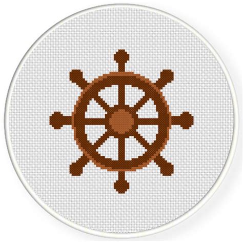Embroidery & cross stitch patterns. Ship Wheel Cross Stitch Pattern - Daily Cross Stitch