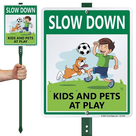 Smartsign Slow Down Kids And Pets At Play Lawnboss Sign 10 X 12