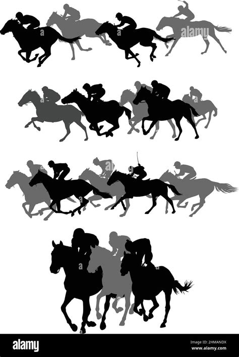 Horse Race Silhouettes Vector Artwork Stock Vector Image And Art Alamy