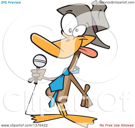 Clipart Of A Cartoon Funny Duck Telling Jokes Royalty