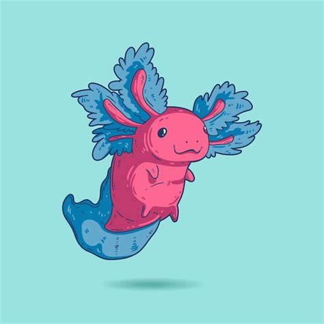 Ilustración De Vector De Kawaii De Alegre Diminuto Axolotl Lindo