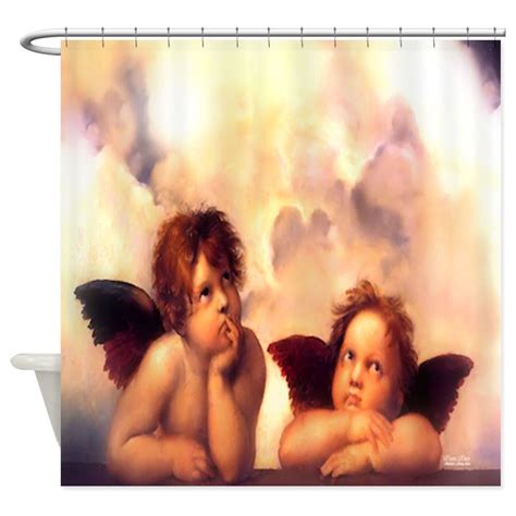 Putti Pair Angels Shower Curtain Decorative Fabric Shower Curtain