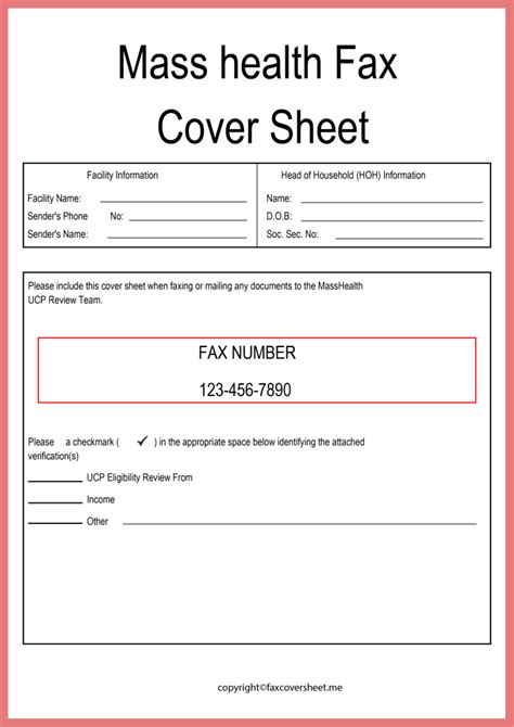 Masshealth Fax Cover Sheet Template Printable Pdf Format