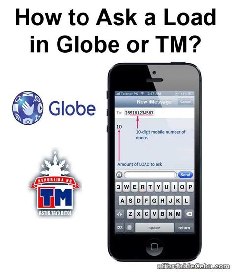 How To Ask A Load From Globe Or Tm Subscriber Mobile Phones 129